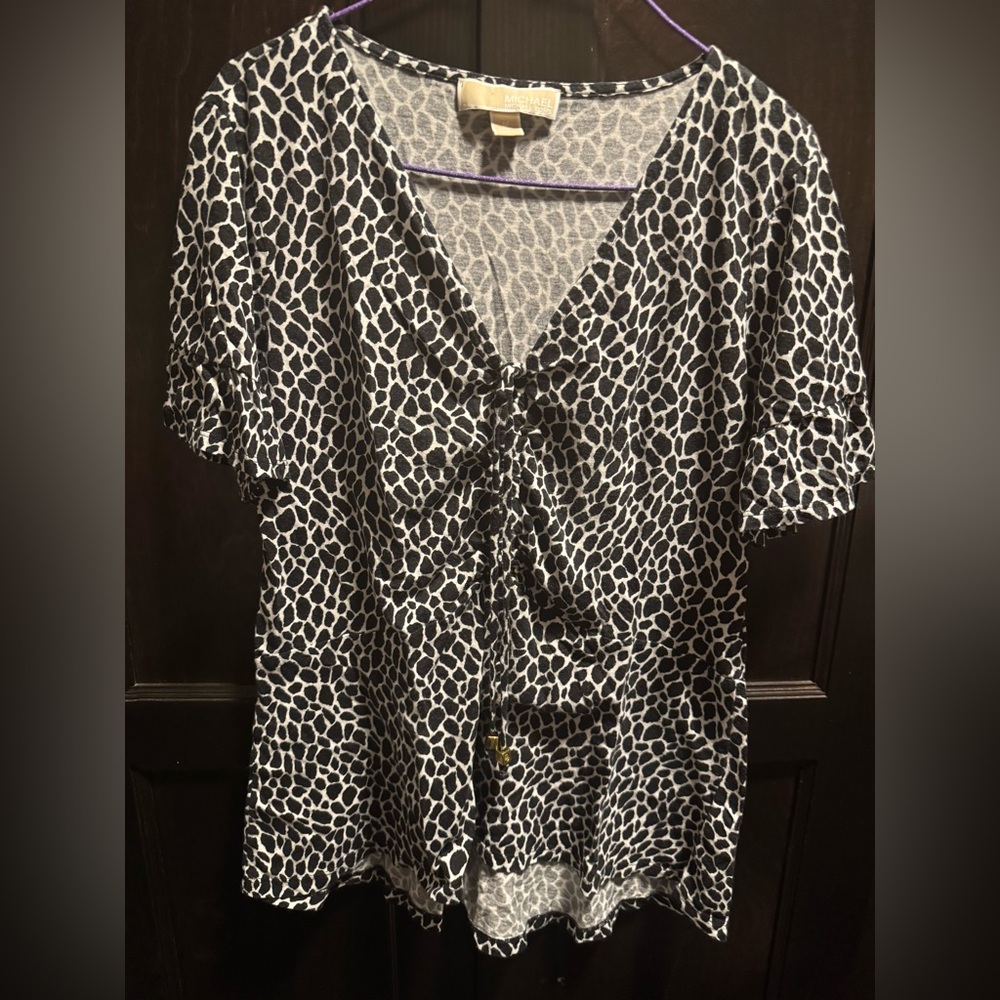 Michael Kors Black and White Patterned Blouse